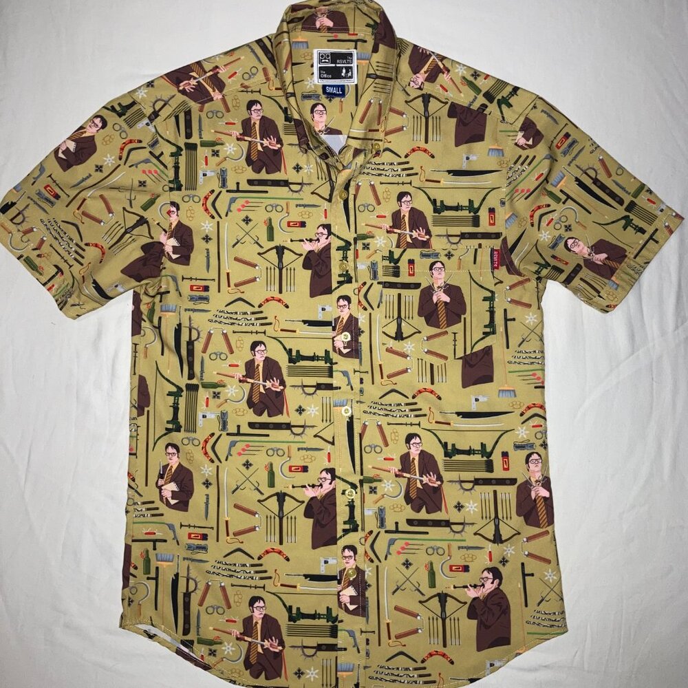 RSVLTS Shirt Men Small Yellow The Office Dwight Schrute A 1000 Ways To Die